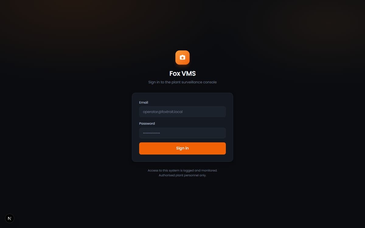 Fox VMS — Industrial Video Surveillance interface