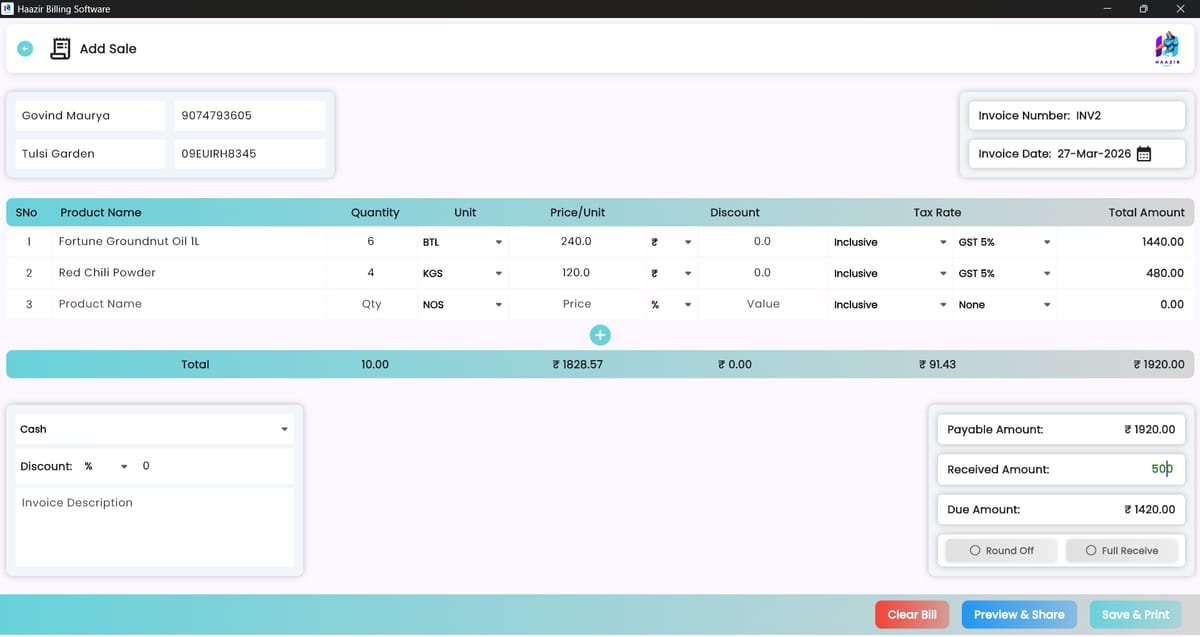 Haazir Billing — GST Billing & Inventory Platform screenshot 2