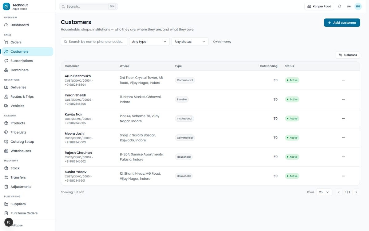 Technaut Aqua Track — Water Distribution SaaS screenshot 2