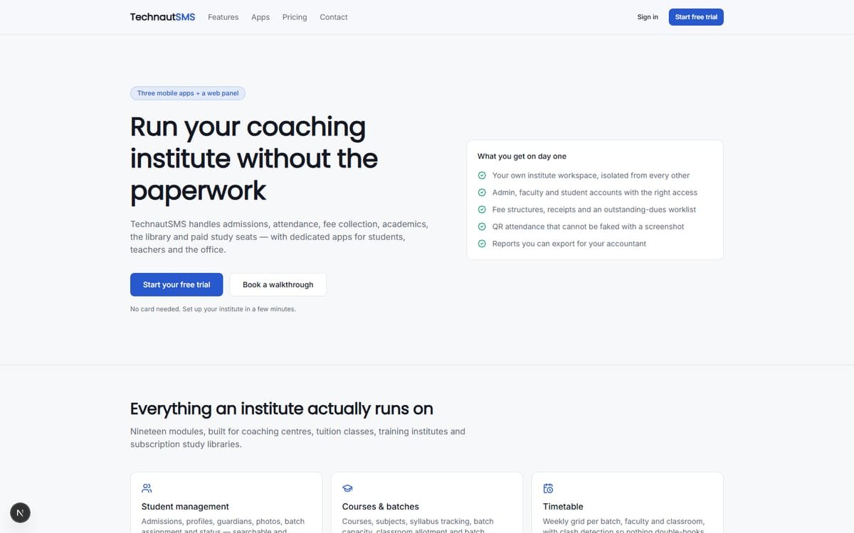 Technaut SMS — Coaching & Institute Platform screenshot 8