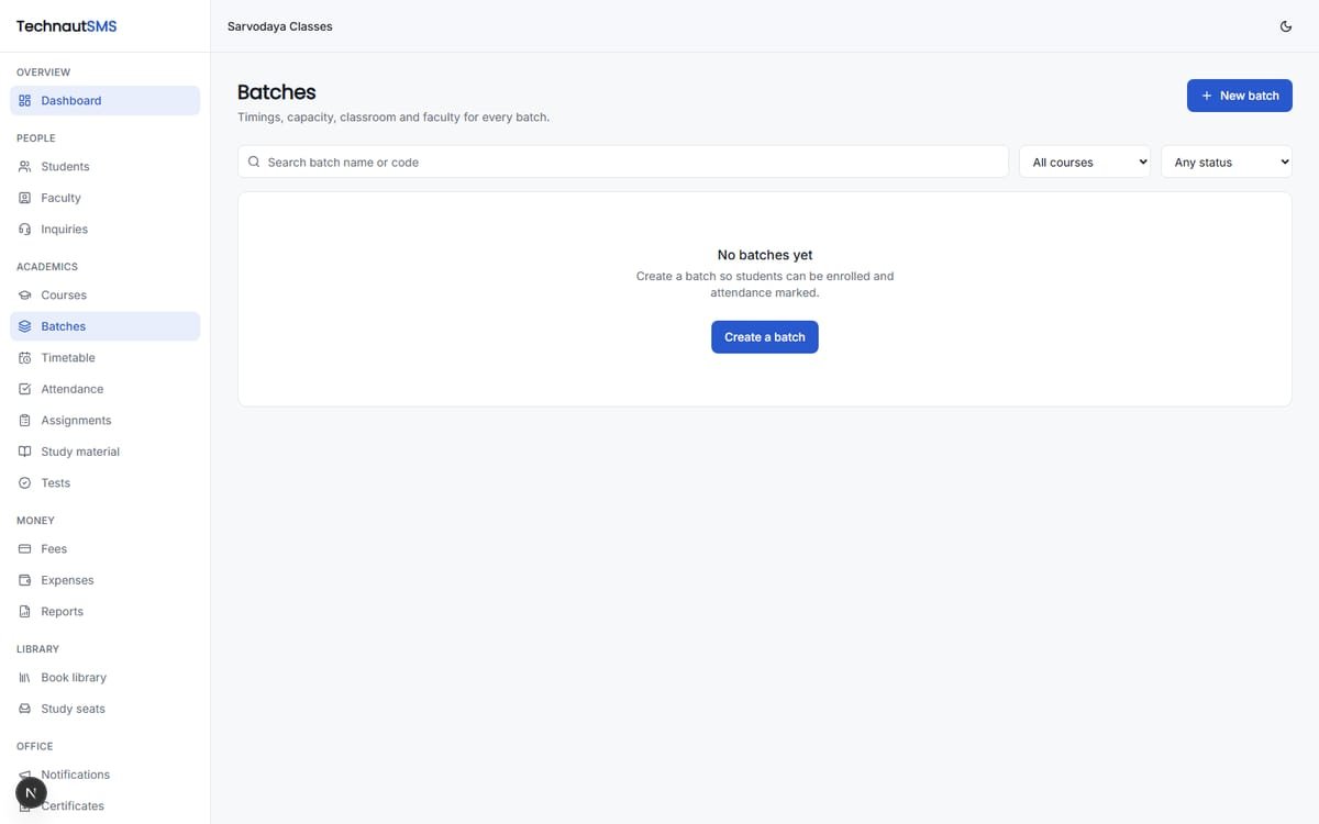 Technaut SMS — Coaching & Institute Platform screenshot 3