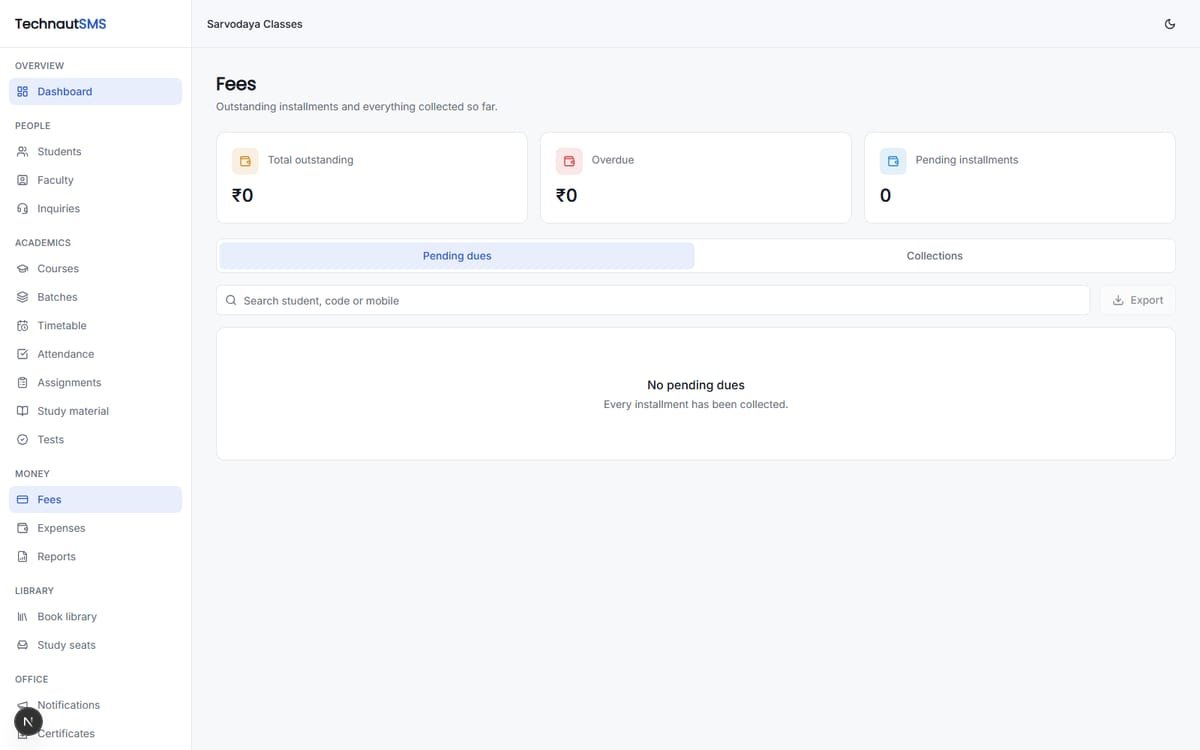 Technaut SMS — Coaching & Institute Platform screenshot 5