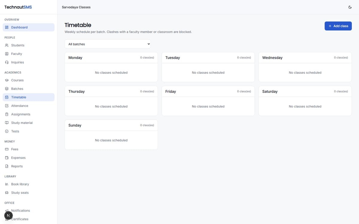 Technaut SMS — Coaching & Institute Platform screenshot 6