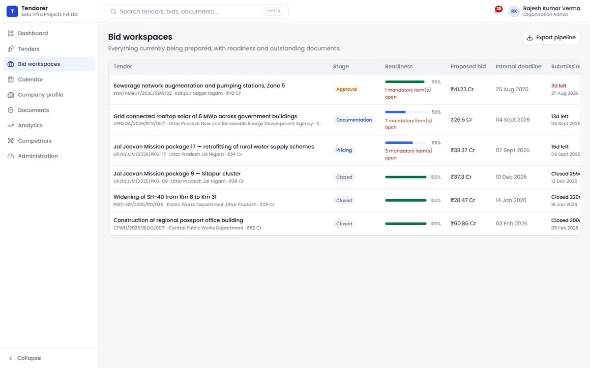 Tendorer — Tender Intelligence & Bid Management screenshot 5
